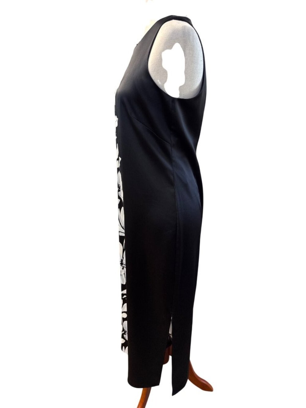 Anne Klein Womens Sleeveless Fitted Midi Dress~Size 4~Black Floral Fit NWT L1617 - Picture 4 of 9